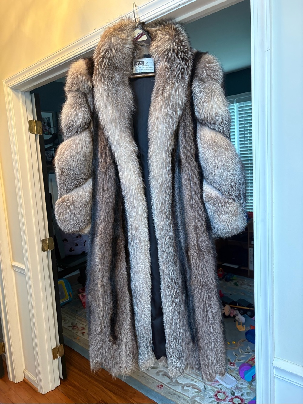 Luxurious Long Silver Fox Fur Coat - Women's Statement Outerwear